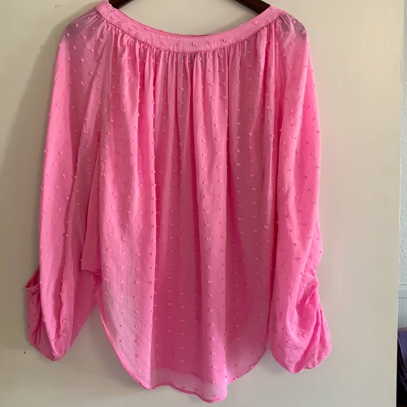 Smythe Balloon Sleeve Pink Swiss Dot Top. Blouse Size XS - Picture 2 of 6